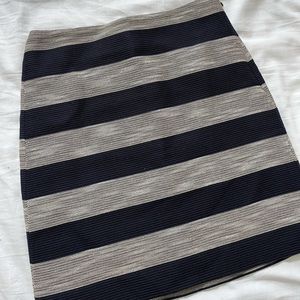 Loft pencil skirt, blue and taupe striped 00